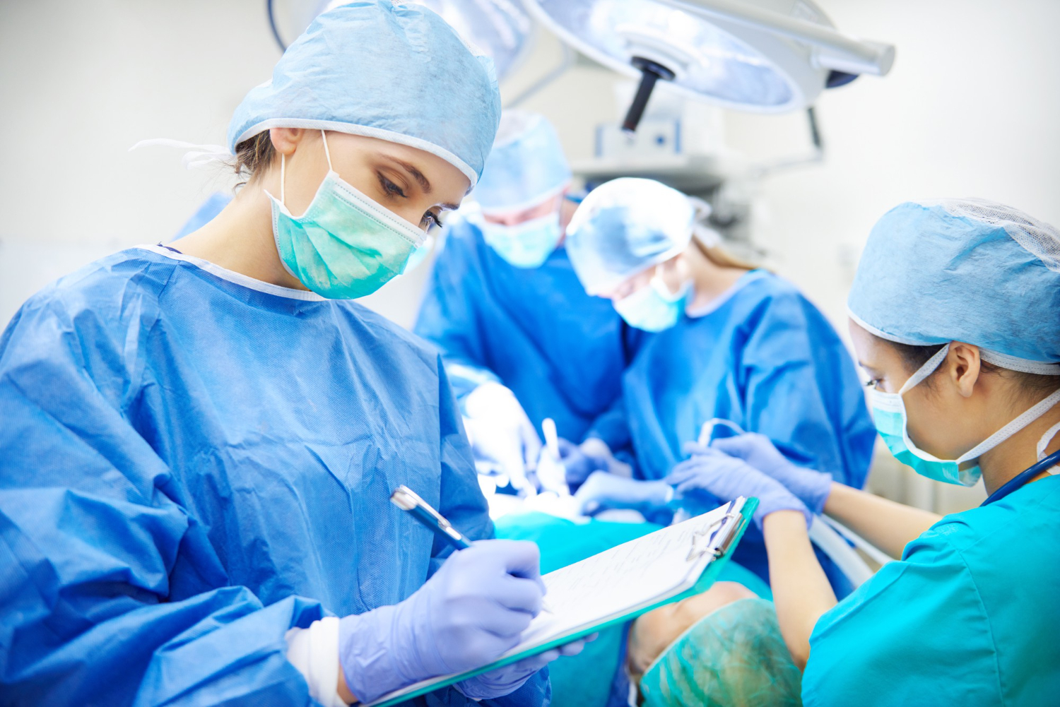 Healthcare professional reviewing wound care supplies